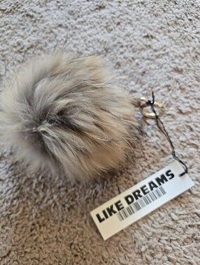 Like Dreams Limited Edition Faux Fur Pom Pom Bag Charm Keychain - NWT Camel